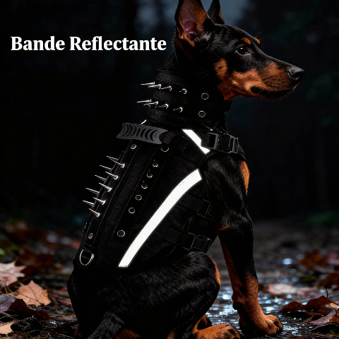 harnais chien tactique avec bande reflectante
