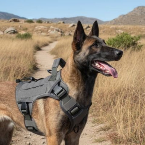 Harnais chien tactique gris elegant