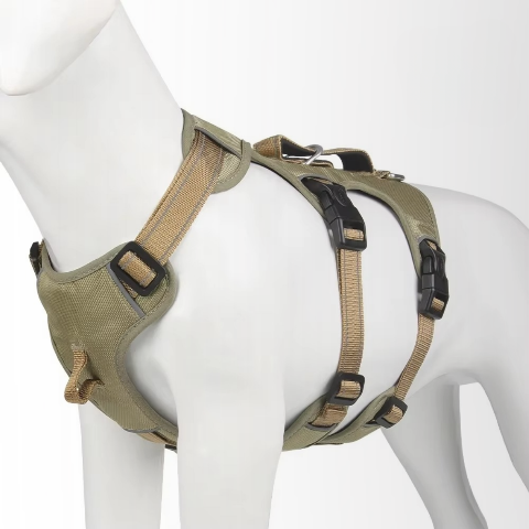 harnais chien tactique kaki de qualite