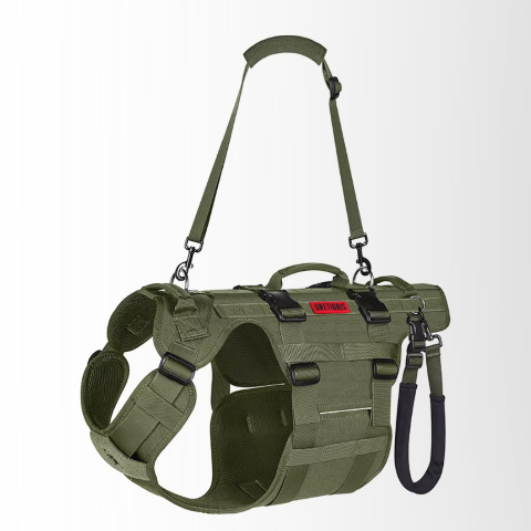 harnais chien tactique vert flexible