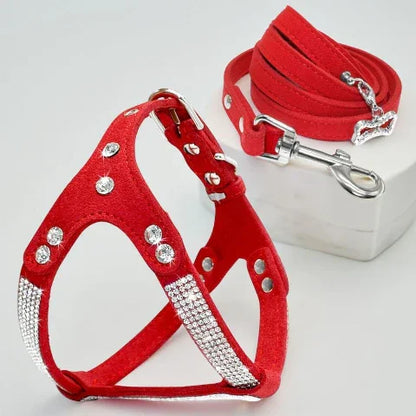 harnais pour chien en cuir suede souple SFP rouge