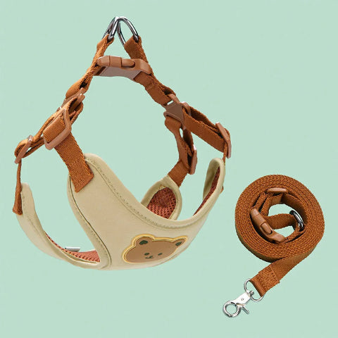 harnais pour petit chien beige de bonne qualite