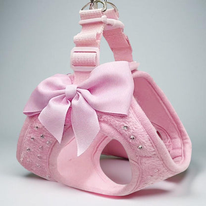 harnais pour petit chien gilet avec petit diamants rose