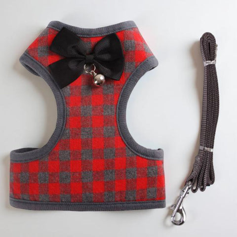 harnais pour petit chien grille rouge
