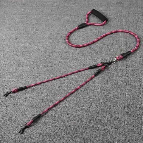 laisse double pour chien coupleur rouge