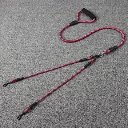 laisse double pour chien coupleur rouge