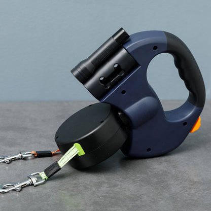 laisse enrouleur led roulette bleue