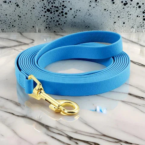laisse pour chien de dressage etanche en pvc bleue