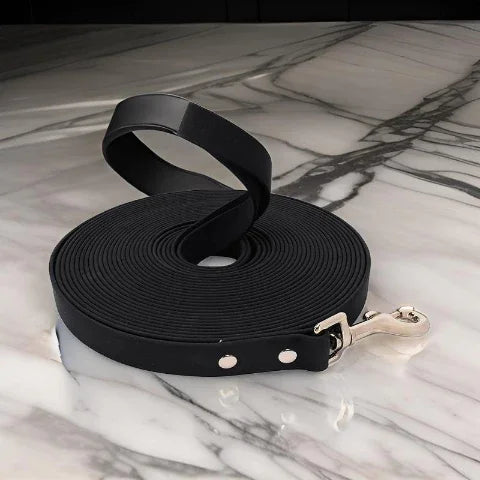 laisse pour chien de dressage etanche en pvc noire
