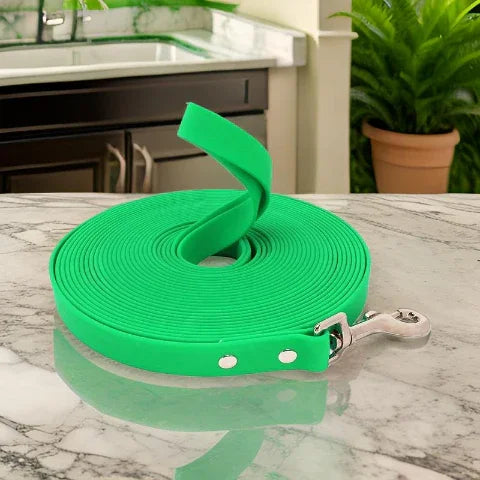 laisse pour chien de dressage etanche en pvc verte