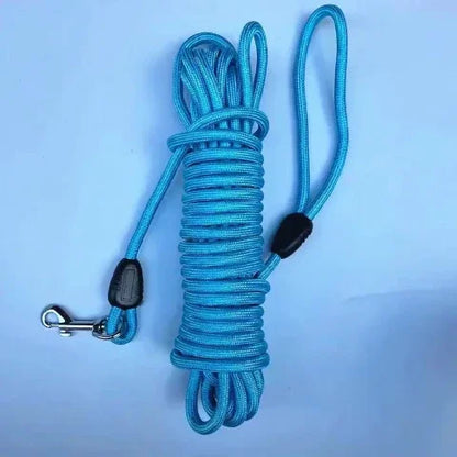 laisse pour chien longue corde de dressage rembourree bleue