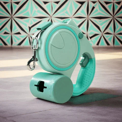 laisse pour chien rectractable eclairee verte
