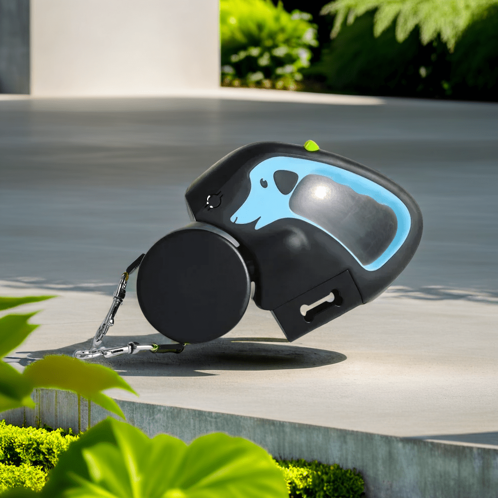 LAISSE RÉTRACTABLE POUR CHIEN - DOUBLE CORDE AVEC LAMPE - Les chiens beaux