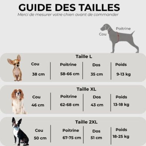 manteau chien impermeable Guide des tailles