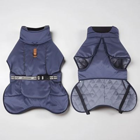 manteau chien impermeable bleu