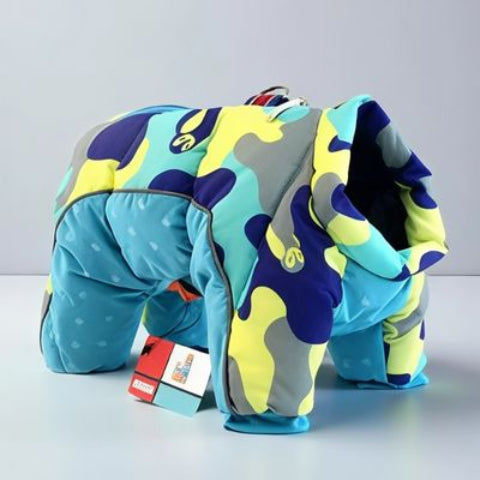 manteau pour chien impermeable bleu ciel camouflage