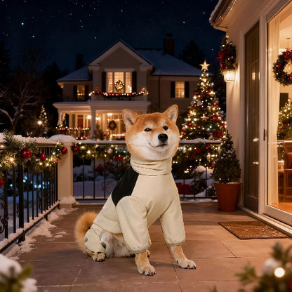 shiba inu qui porte le manteau pour chien pawtectpro beige