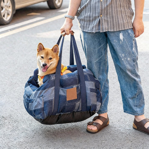 siege auto pour chien avec poignee de transport