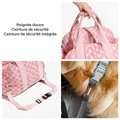 siege auto pour chien avec poignee douce