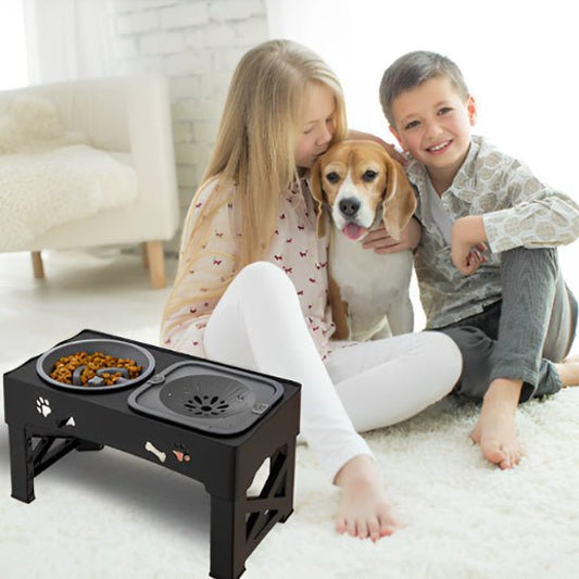 Support gamelle pour chien | Bols doubles pliables - Les chiens beaux
