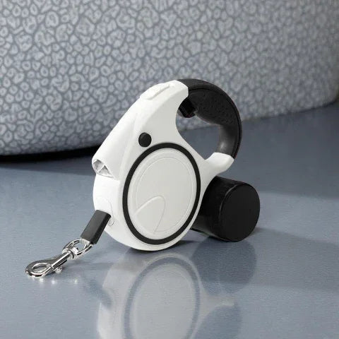 une laisse de chien retractable 3 en 1 blanc noir